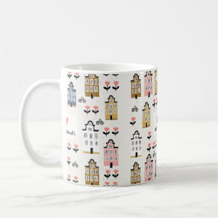 Amsterdam city architecture bicycles tulips seamle coffee mug