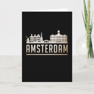 Amsterdam City Cityscape Skyline Funny Gift Idea Card