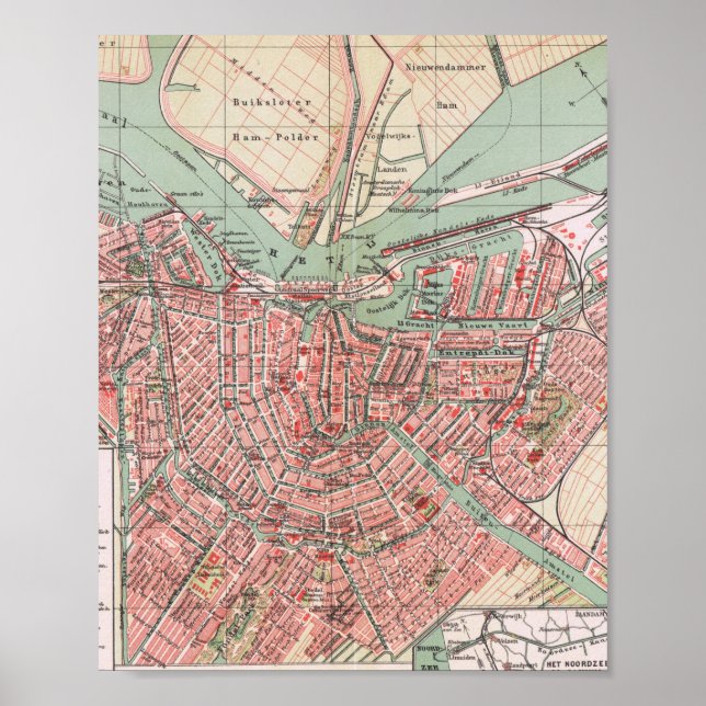Amsterdam, city map, vintage poster (Front)