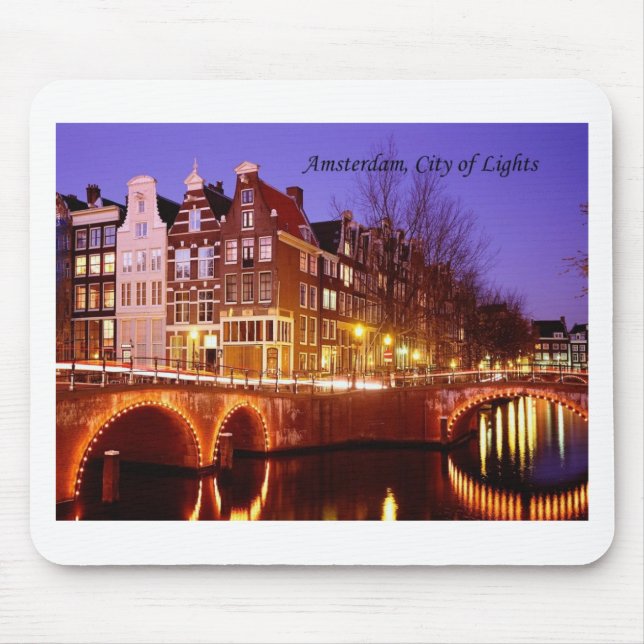 Amsterdam, City of Lights (by St.K.) Mouse Mat (Front)