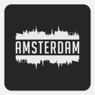 Amsterdam City Skyline Cityscape Funny Gift Idea Square Sticker