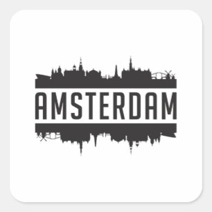 Amsterdam City Skyline Cityscape Life Funny Gift Square Sticker