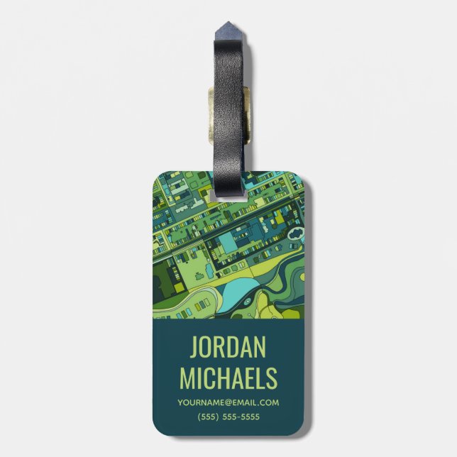 Amsterdam City Structure Map Luggage Tag (Back Vertical)