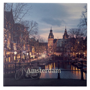 Amsterdam cityscape photograph tile