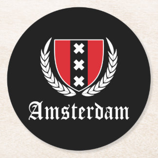 Amsterdam Crest Round Paper Coaster