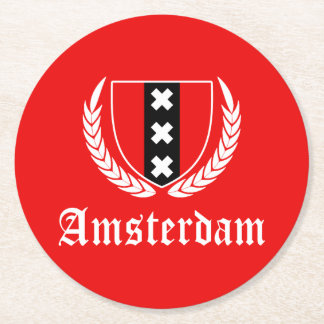 Amsterdam Crest Round Paper Coaster