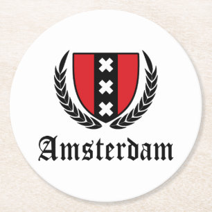 Amsterdam Crest Round Paper Coaster