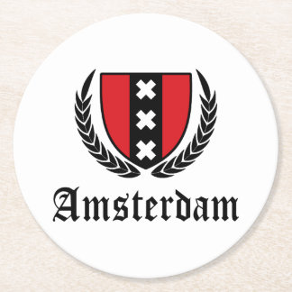 Amsterdam Crest Round Paper Coaster