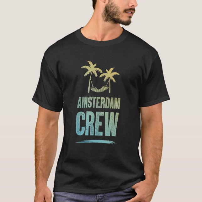 Amsterdam Crew Colorful  Vacation Team T-Shirt (Front)
