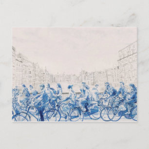 Amsterdam—cycling through the city postcard