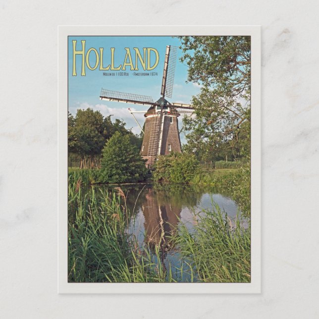 Amsterdam - De 1100 Roe Windmill.jpg Postcard (Front)