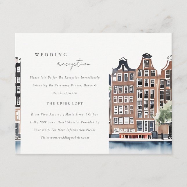 Amsterdam Dutch Canal Landscape Wedding Reception Enclosure Card (Front)