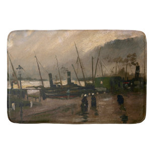 Amsterdam Fishermen's Harbour Storm by Vincent Gog Bath Mat