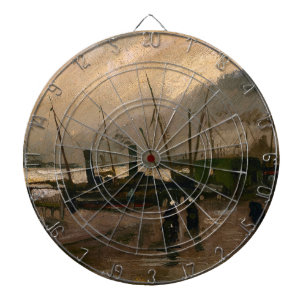 Amsterdam Fishermen's Harbour Storm by Vincent Gog Dartboard