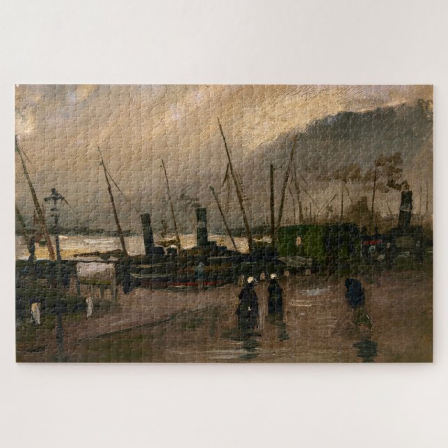 Amsterdam Fishermen's Harbour Storm by Vincent Gog Jigsaw Puzzle (Horizontal)