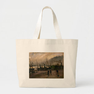 Amsterdam Fishermen's Harbour Storm by Vincent Gog Large Tote Bag