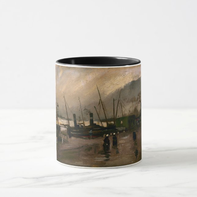 Amsterdam Fishermen's Harbour Storm by Vincent Gog Mug (Center)