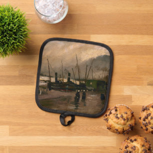 Amsterdam Fishermen's Harbour Storm by Vincent Gog Pot Holder