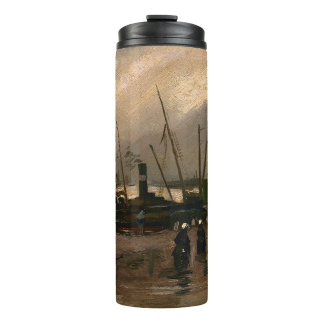 Amsterdam Fishermen's Harbour Storm by Vincent Gog Thermal Tumbler (Front)