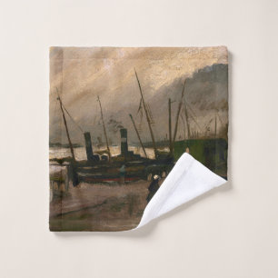Amsterdam Fishermen's Harbour Storm by Vincent Gog Wash Cloth