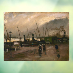 Amsterdam Fishermen's Harbour Storm by Vincent Gog Window Cling