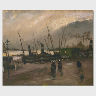 Amsterdam Fishermen's Harbour Storm by Vincent Gog Wrapping Paper