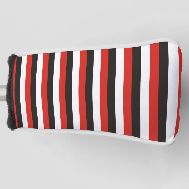 amsterdam flag stripes pattern red white black net golf head cover (Front)