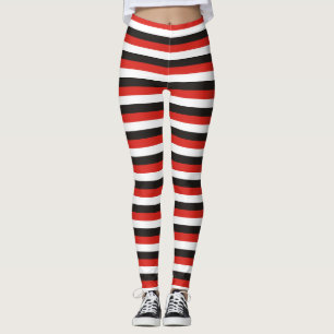 amsterdam flag stripes pattern red white black net leggings