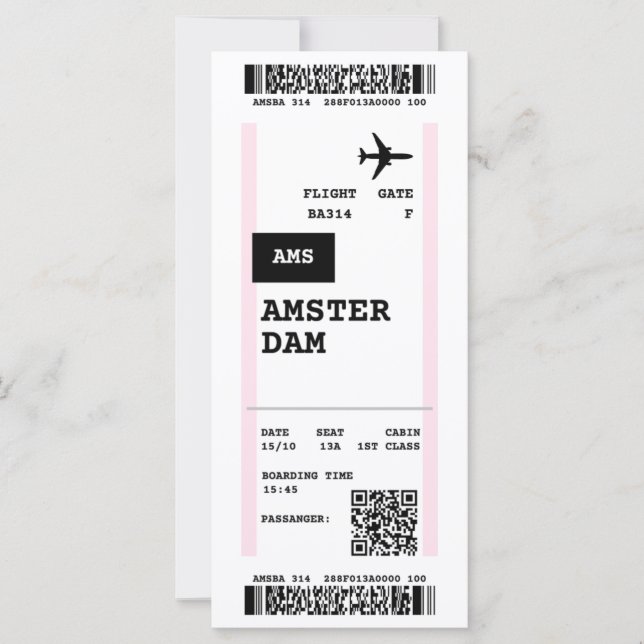 amsterdam flight and amsterdam boarding pass (Front)