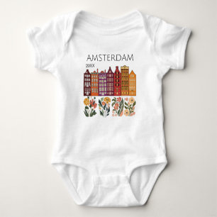 Amsterdam Floral Canal Houses Baby Bodysuit
