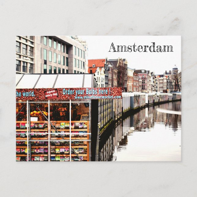 Amsterdam Flower Market Postcode Postcard (Front)