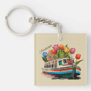 Amsterdam Holland Boat Travel Key Ring