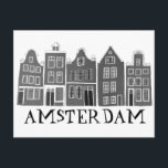 Amsterdam Holland Canal Houses Travel Cute Postcard<br><div class="desc">Send a message with this sweet whimsical Amsterdam houses pattern art postcard.You can customise it and change or add text too. Add your own text on the back side. Check my shop for lots more colours and patterns! And more matching items too like totes, stickers, magnets, hats and tees. Let...</div>