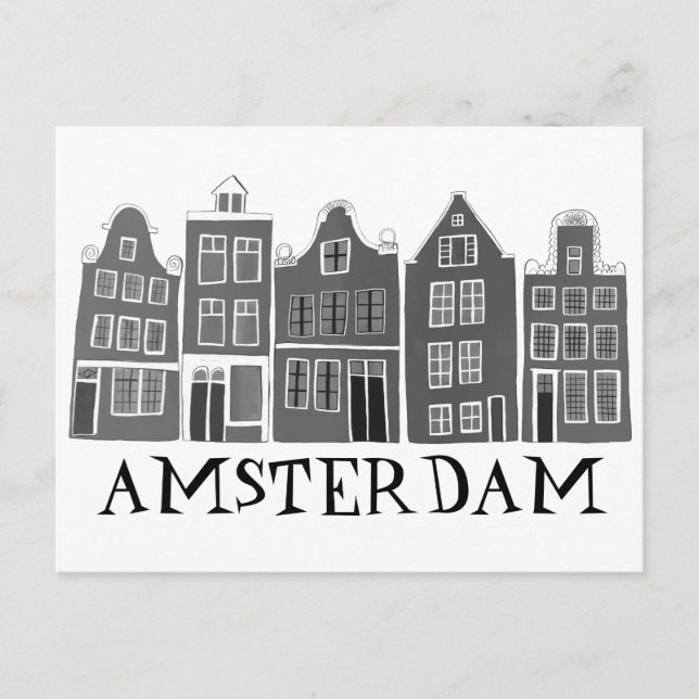 Amsterdam Holland Canal Houses Travel Cute Postcard (Front)