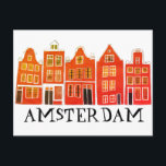 Amsterdam Holland Canal Houses Travel Europe Postcard<br><div class="desc">Send a message with this sweet whimsical Amsterdam houses pattern art postcard.You can customise it and change or add text too. Add your own text on the back side. Check my shop for lots more colours and patterns! And more matching items too like totes, stickers, magnets, hats and tees. Let...</div>