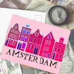 Amsterdam Holland Canal Houses Travel Europe Postcard<br><div class="desc">Send a message with this sweet whimsical Amsterdam houses pattern art postcard.You can customise it and change or add text too. Add your own text on the back side. Check my shop for lots more colours and patterns! And more matching items too like totes, stickers, magnets, hats and tees. Let...</div>