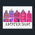 Amsterdam Holland Canal Houses Travel Europe Postcard<br><div class="desc">Send a message with this sweet whimsical Amsterdam houses pattern art postcard.You can customise it and change or add text too. Add your own text on the back side. Check my shop for lots more colours and patterns! And more matching items too like totes, stickers, magnets, hats and tees. Let...</div>