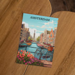 Amsterdam Holland Canal View Postcard<br><div class="desc">This is a colourful Amsterdam postcard showcasing the unique architecture and famous canal of the dutch capital Amsterdam,  Netherlands. Makes a great Holland souvenir and travel gift for every tourist and visitor of the european travel destination. Make your own and purchase now.</div>