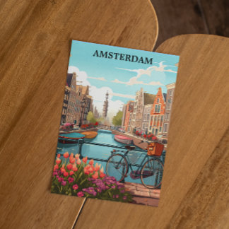 Amsterdam Holland Canal View Postcard