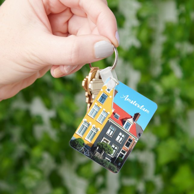 Amsterdam Holland Houses Travel souvenir Key Ring (Hand)