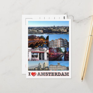 Amsterdam - Holland - I Love - Postcard