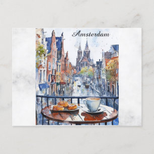 Amsterdam Holland Netherlands Canal Dutch Travel Postcard