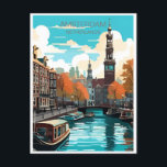 Amsterdam Holland Netherlands Vintage dutch  Postcard<br><div class="desc">vintage,  retro,  travel,  modern,  watercolor,  classic,  Holland,  Netherlands,  amsterdam, </div>