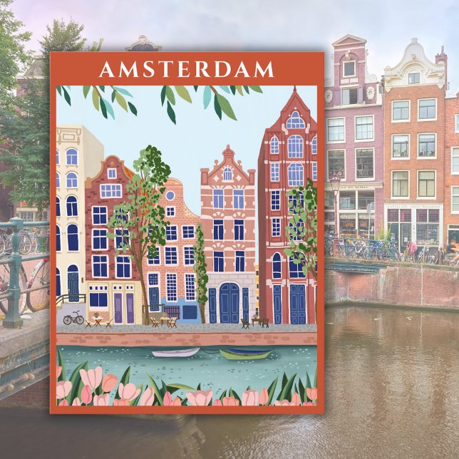 Amsterdam Holland Netherlands Watercolor Postcard (Creator Uploaded)