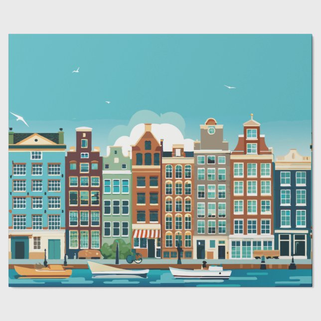 Amsterdam Holland -theme Dutch Architecture  Wrapping Paper (Seam)
