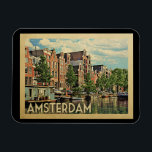 Amsterdam Holland Vintage Travel Magnet<br><div class="desc">Amsterdam Holland design in Vintage Travel style featuring a tranquil Dutch canal.</div>