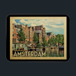Amsterdam Holland Vintage Travel Magnet<br><div class="desc">Amsterdam Holland design in Vintage Travel style featuring a tranquil Dutch canal.</div>
