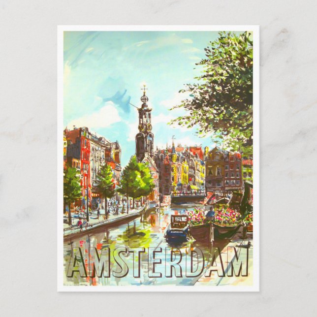 Amsterdam Holland vintage travel Postcard (Front)