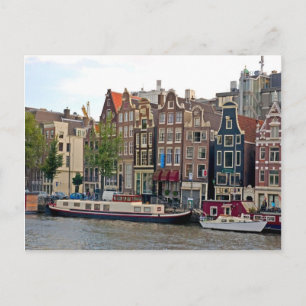 Amsterdam, houses by the canal postcard