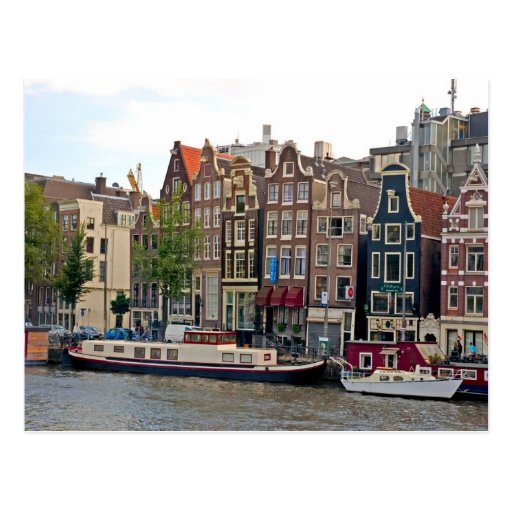 Image of Amsterdam, houses by the canal Postcard